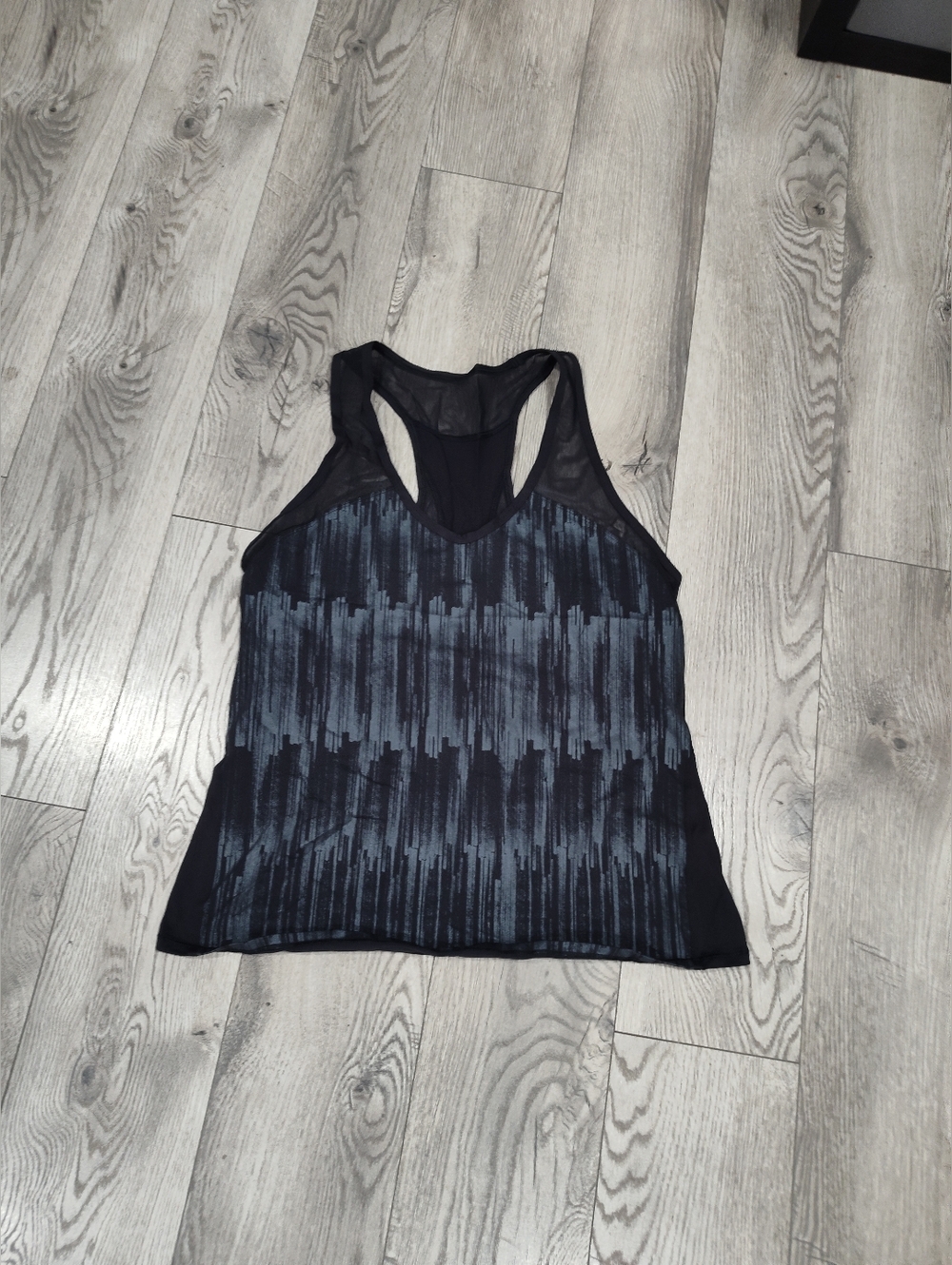 lululemon athletica Black Tank Top with Grey Abstract Print